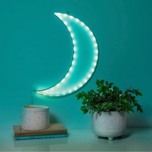Metal Frame Crescent Moon LED Light Up Wall Accent